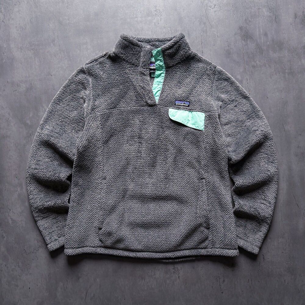 Patagonia Re-Tool Snap-T Pullover Women’s L Gray Mint Polartec Fleece 25443